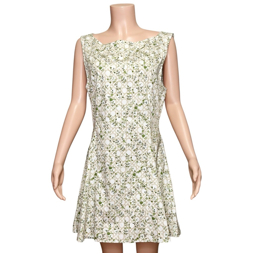 Hill House White and Sage Floral Mini Dress - Picture 7 of 12